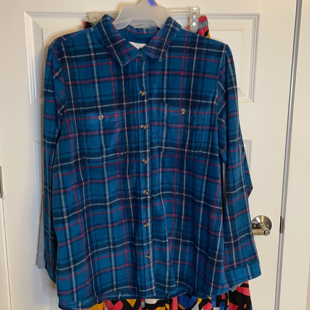 Womens plus size polyester plaid shirt